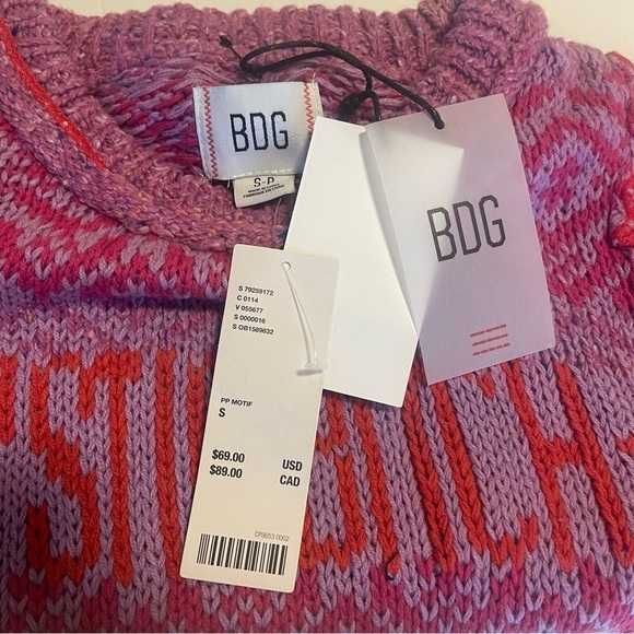 Urban Outfitters Sweater Crew Neck Cropped Small New With Tags Mystic Pink - Picture 9 of 13